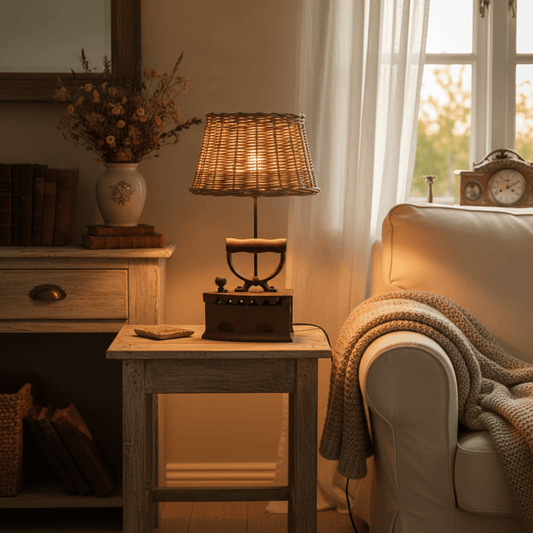 Ovaler Lampenschirm Rattan Braun E27 - Clayre & Eef Landhausstil {{ Shabby Chic und Landhaus Deko }} {{ www.Stein-Alt.de }}
