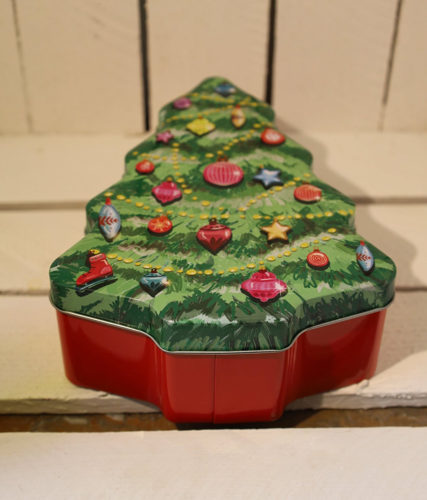 Plätzchendosen / Keksdose: Tannenbaum aus Metall, Weihnachten {{ Shabby Chic und Landhaus Deko }} {{ www.Stein-Alt.de }}