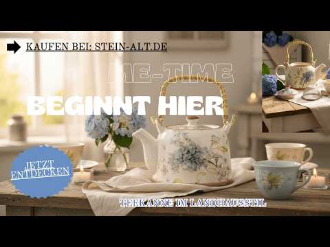 Video der Teekanne aus Keramik mit Teesieb, 800 ml, im Landhausstil mit Blumenmotiv, Mohnblumen und Blaue Blüten, bei Stein-Alt
