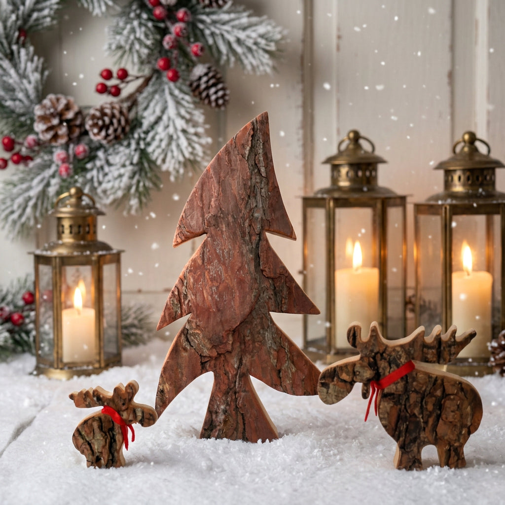 Tannenbaum Rustikaler Tannenbaum aus Rindenholz - Handgefertigt im Landhausstil Shabby Chic und Landhaus Deko bei www.Stein-Alt.de
