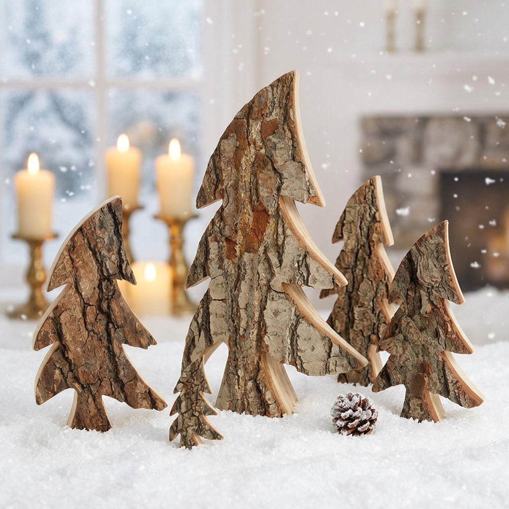 Tannenbaum Rustikaler Tannenbaum aus Rindenholz - Handgefertigt im Landhausstil Groß Shabby Chic und Landhaus Deko bei www.Stein-Alt.de