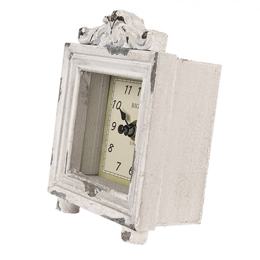 Standuhr / Tischuhr Shabby Chic Stil in Weiß-Grau aus Holz