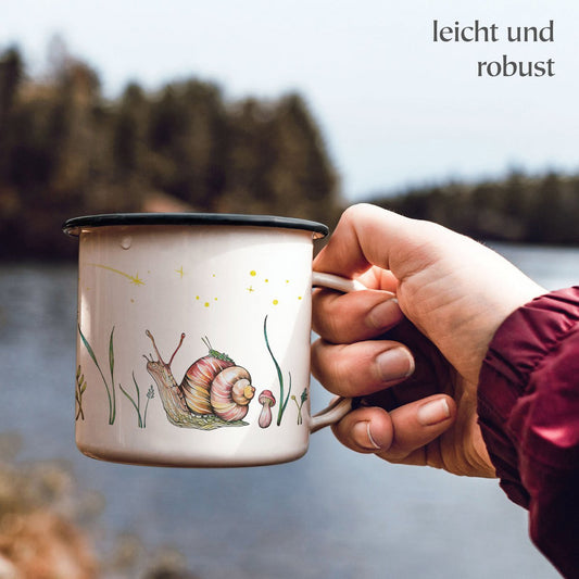 Emaille-Tasse Sternengucker, Schnecke & Grashupper | Outdoor & Camping 300 ml {{ Shabby Chic und Landhaus Deko }} {{ www.Stein-Alt.de }}