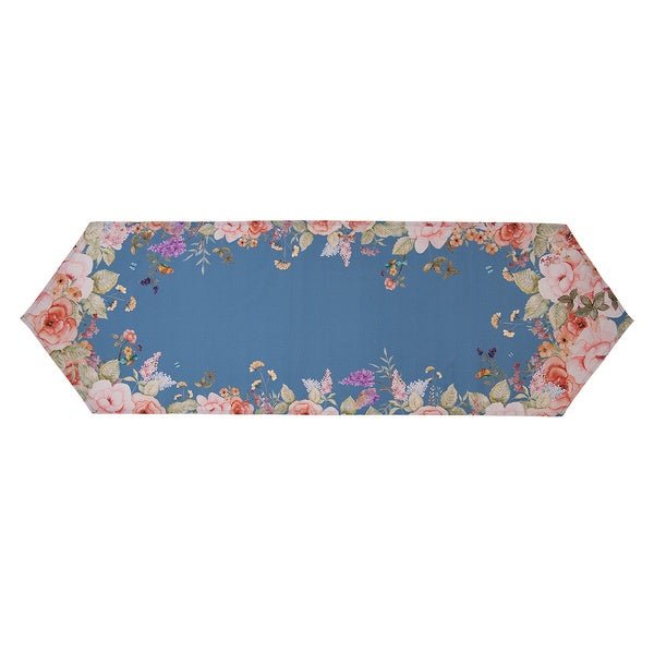 Tischdecke in Blau aus 100 % Baumwolle, mit sommerlichem Blumenmotiv {{ Shabby Chic und Landhaus Deko }} {{ www.Stein-Alt.de }}