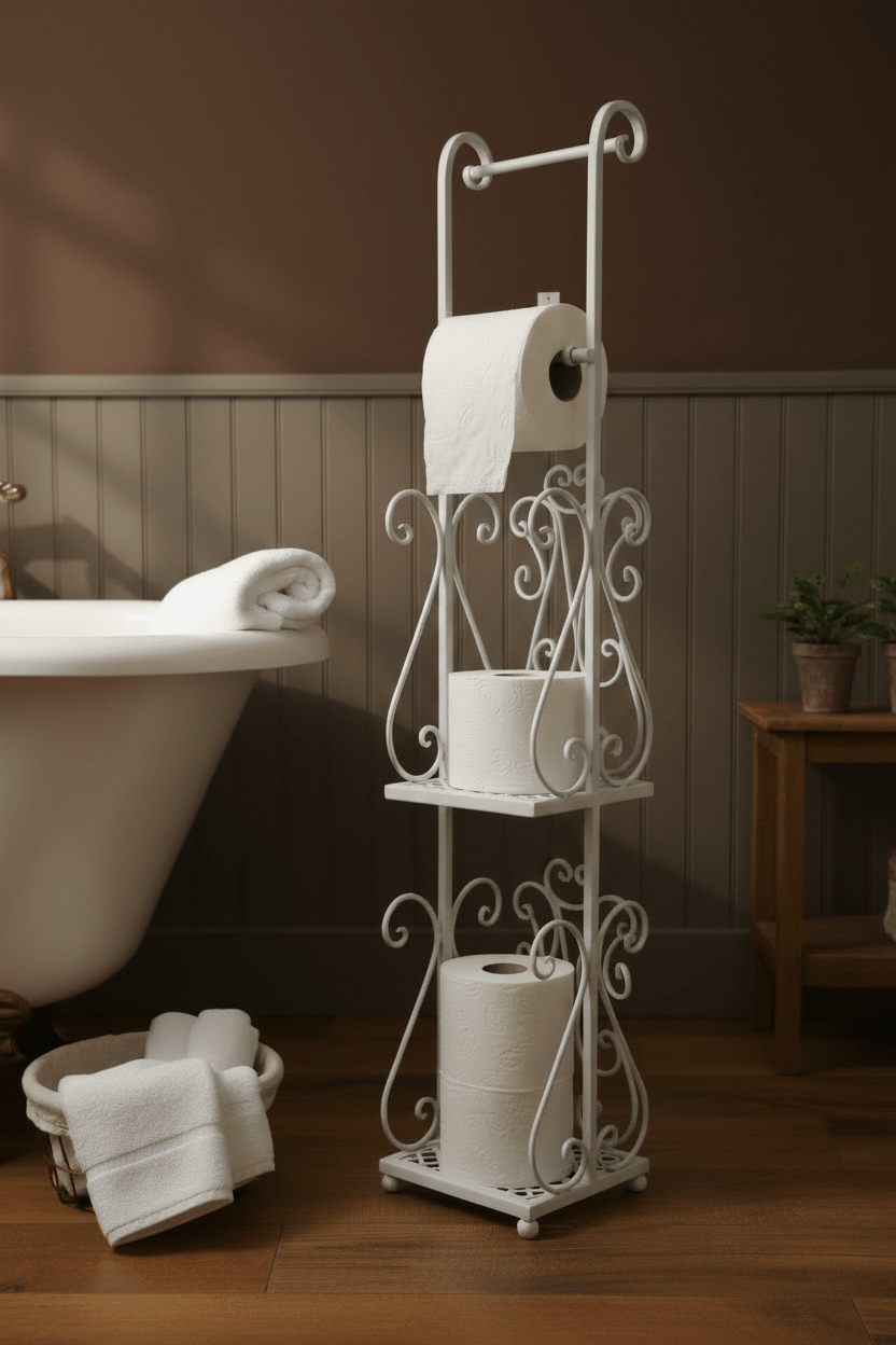Toilet Paper Holder Shabby Chic White