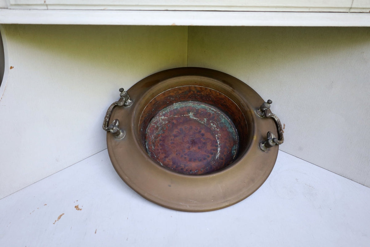 Vintage Kohlenpfanne aus Kupfer – Gartendeko im Landhausstil {{ Shabby Chic und Landhaus Deko }} {{ www.Stein-Alt.de }}