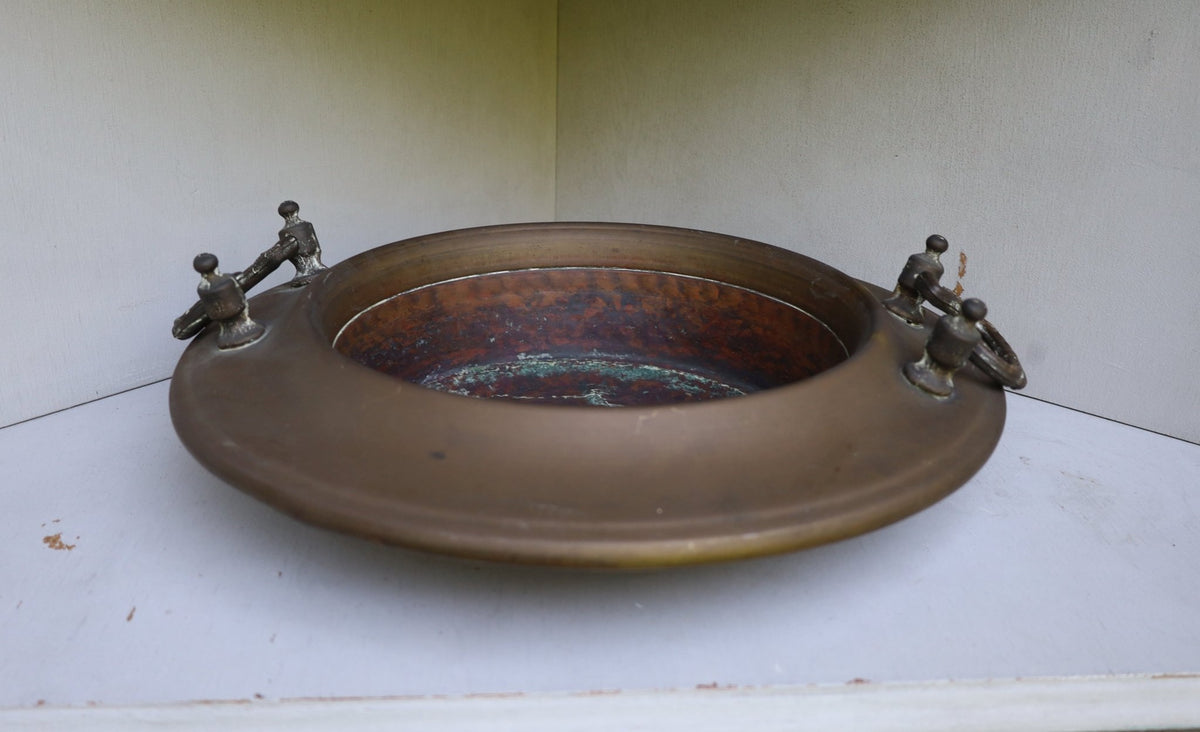 Vintage Kohlenpfanne aus Kupfer – Gartendeko im Landhausstil {{ Shabby Chic und Landhaus Deko }} {{ www.Stein-Alt.de }}