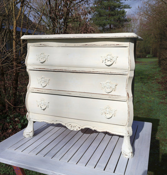 Vintage Kommode Creme Barock-Stil Shabby Chic | Massivholz Beistelltisch {{ Shabby Chic und Landhaus Deko }} {{ www.Stein-Alt.de }}