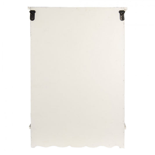 Shabby Chic Wandregal aus Holz in Creme-Weiß mit Haken