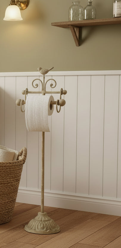 Porta rotolo di carta igienica in stile shabby chic in ferro