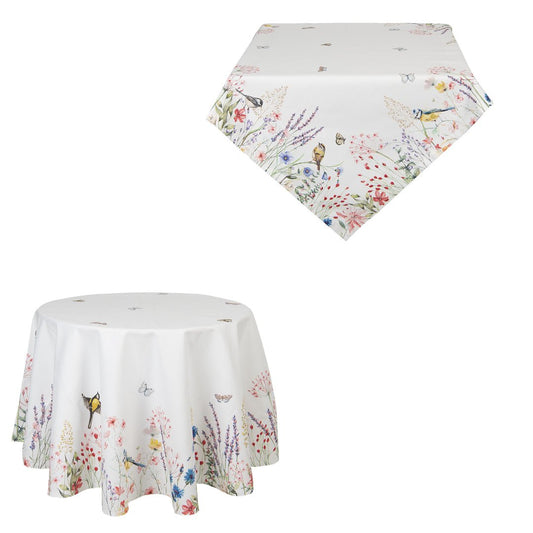 Weiße Tischdecke Baumwolle Landhausstil - Tischband Frühling Sommer Shabby Chic {{ Shabby Chic und Landhaus Deko }} {{ www.Stein-Alt.de }}