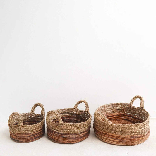 Aufbewahrungskorb Seegras mit Griffen – Handarbeit Rund Ø23-35cm L: 14 x 35 cm {{ Shabby Chic und Landhaus Deko }} {{ www.Stein-Alt.de }}