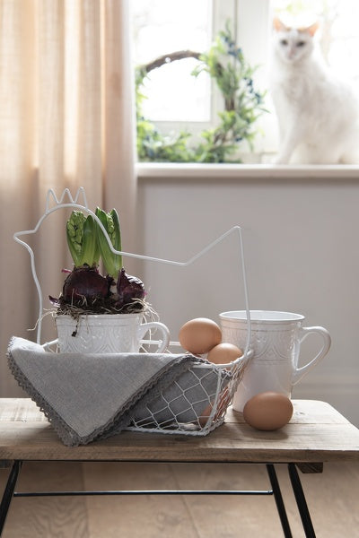 Maxi Becher Landhausstil Weiß 450ml - Keramik Tasse Shabby Chic