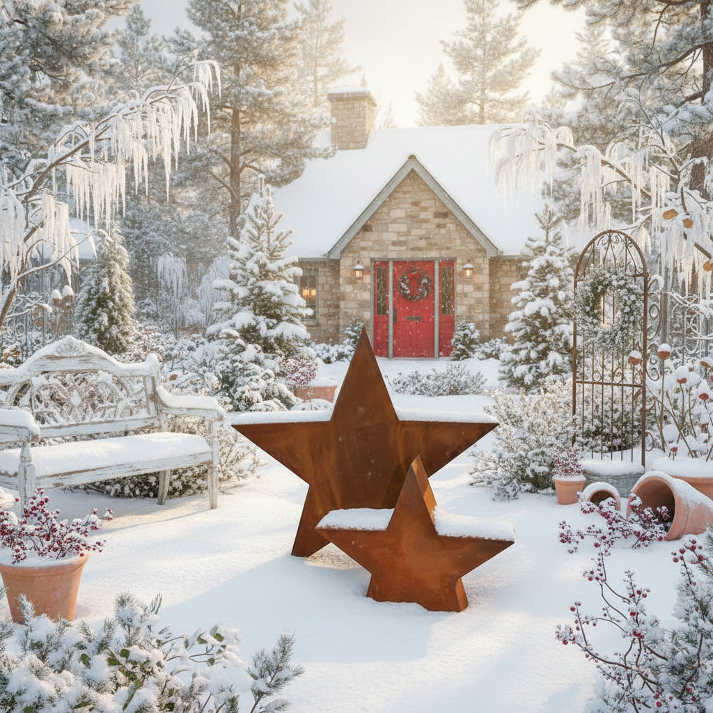 Edelrost Stern 3D - Wetterfeste Weihnachtsdeko aus Metall für Garten