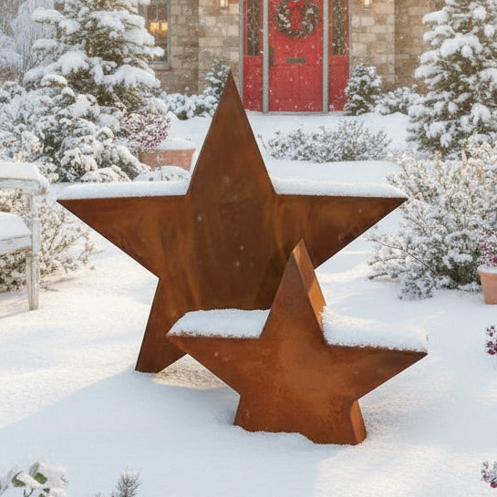 Edelrost Stern 3D - Wetterfeste Weihnachtsdeko aus Metall für Garten