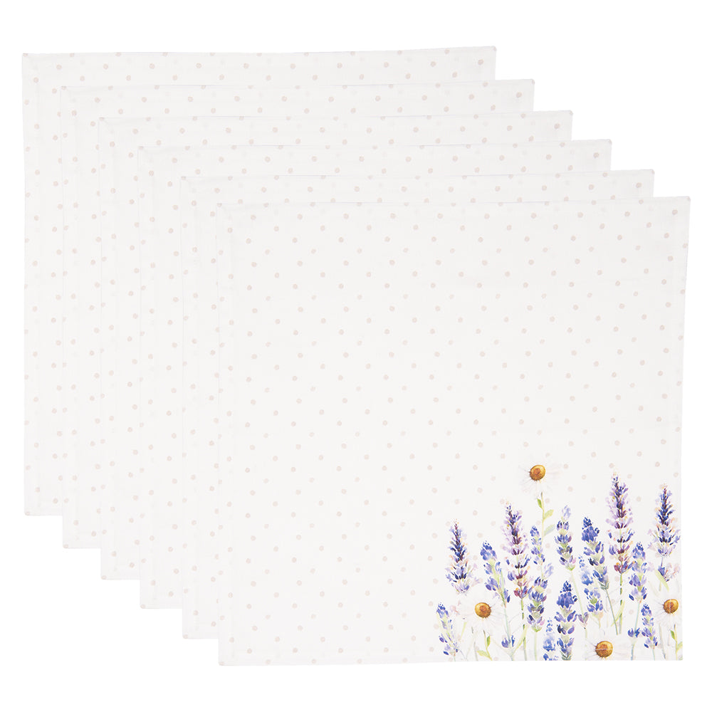 Servietten aus 100% Baumwolle mit sommerlichem Lavendelmotiv