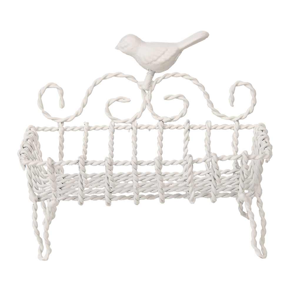 Landhaus Seifenschale Metall Weiß mit Vögelchen - Shabby Chic Seifenablage