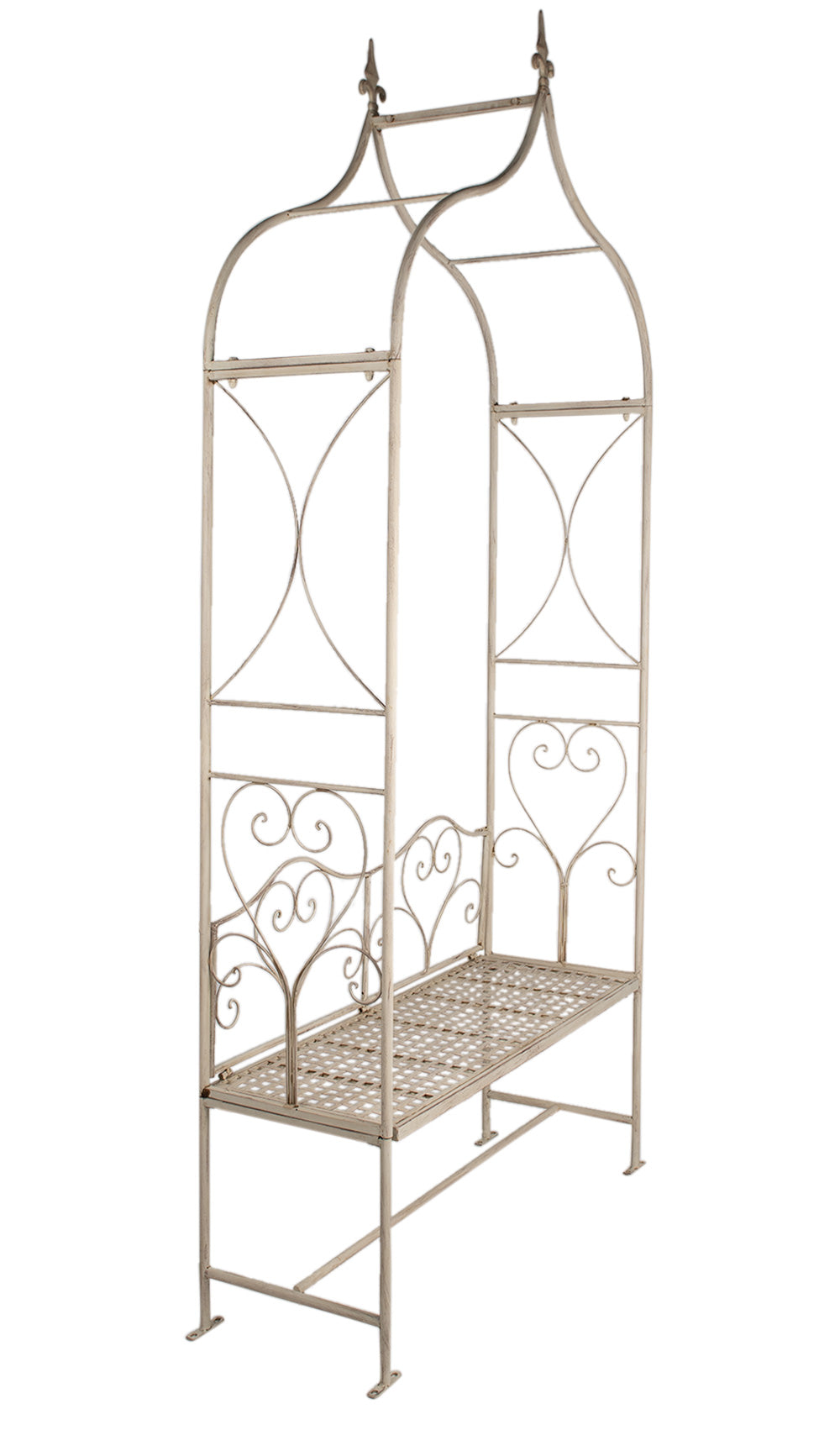 Rosenbogen mit Bank Eisen Beige - Romantische Gartenbank im Shabby Chic Landhausstil