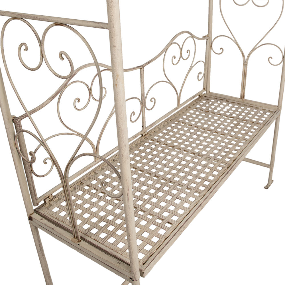 Rosenbogen mit Bank Eisen Beige - Romantische Gartenbank im Shabby Chic Landhausstil