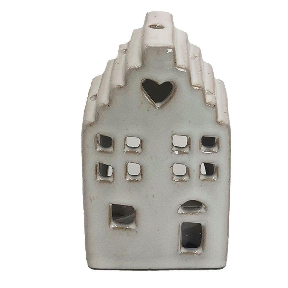 Ceramic tealight holder in the shape of a house