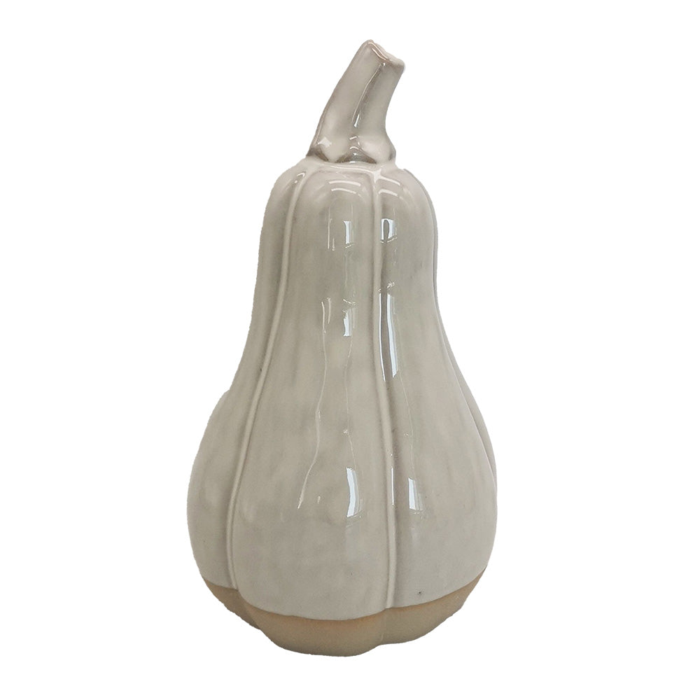 Herbstliche Deko-Kürbisse aus Keramik - Grau-Beige Landhausstil