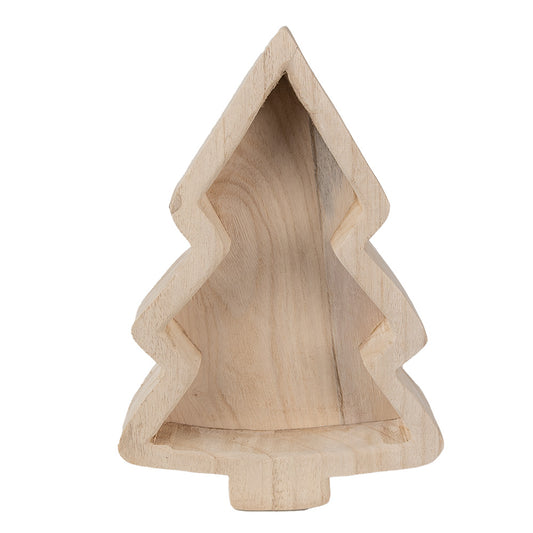 Weihnachtliche Dekorationsschale in Form eines Tannenbaums aus Holz