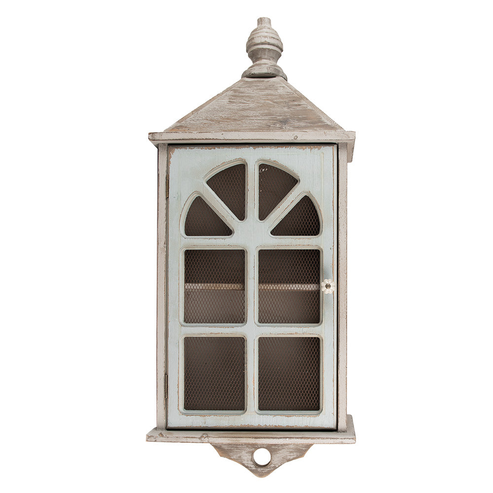 Shabby Chic Hängeschrank in grau-grün aus Holz