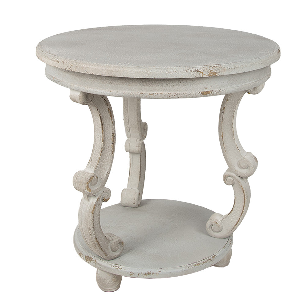 Beistelltisch Rund Grau Holz Shabby Chic mit Ablage