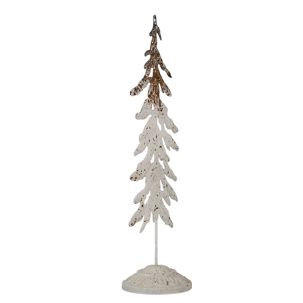 Shabby Chic Tannenbaum Metall Weiß-Braun - Weihnachtsdeko Landhausstil