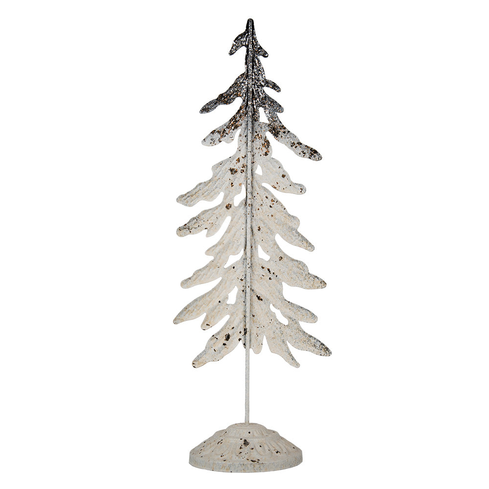 Shabby Chic Tannenbaum Metall Weiß-Braun - Weihnachtsdeko Landhausstil