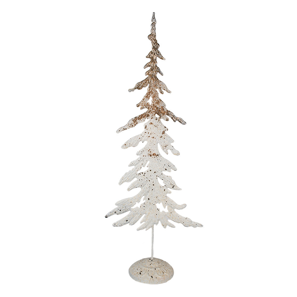 Shabby Chic Tannenbaum Metall Weiß-Braun - Weihnachtsdeko Landhausstil