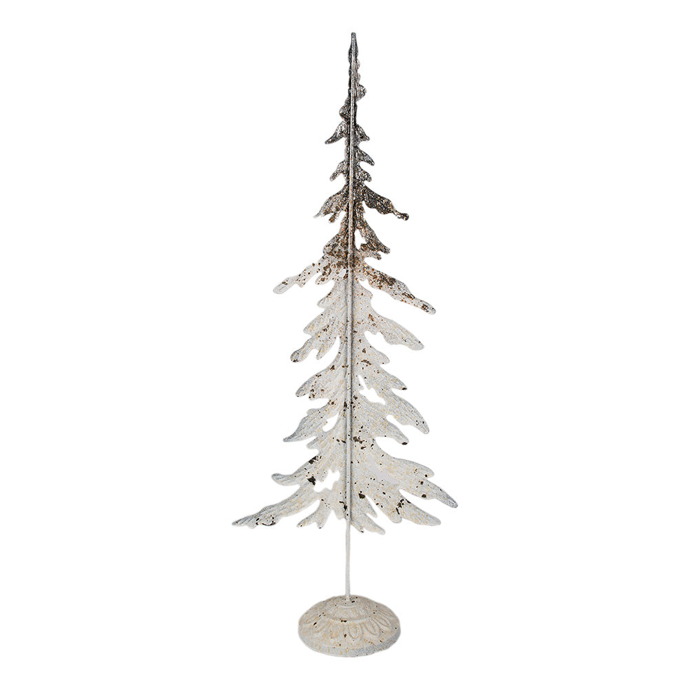 Shabby Chic Tannenbaum Metall Weiß-Braun - Weihnachtsdeko Landhausstil