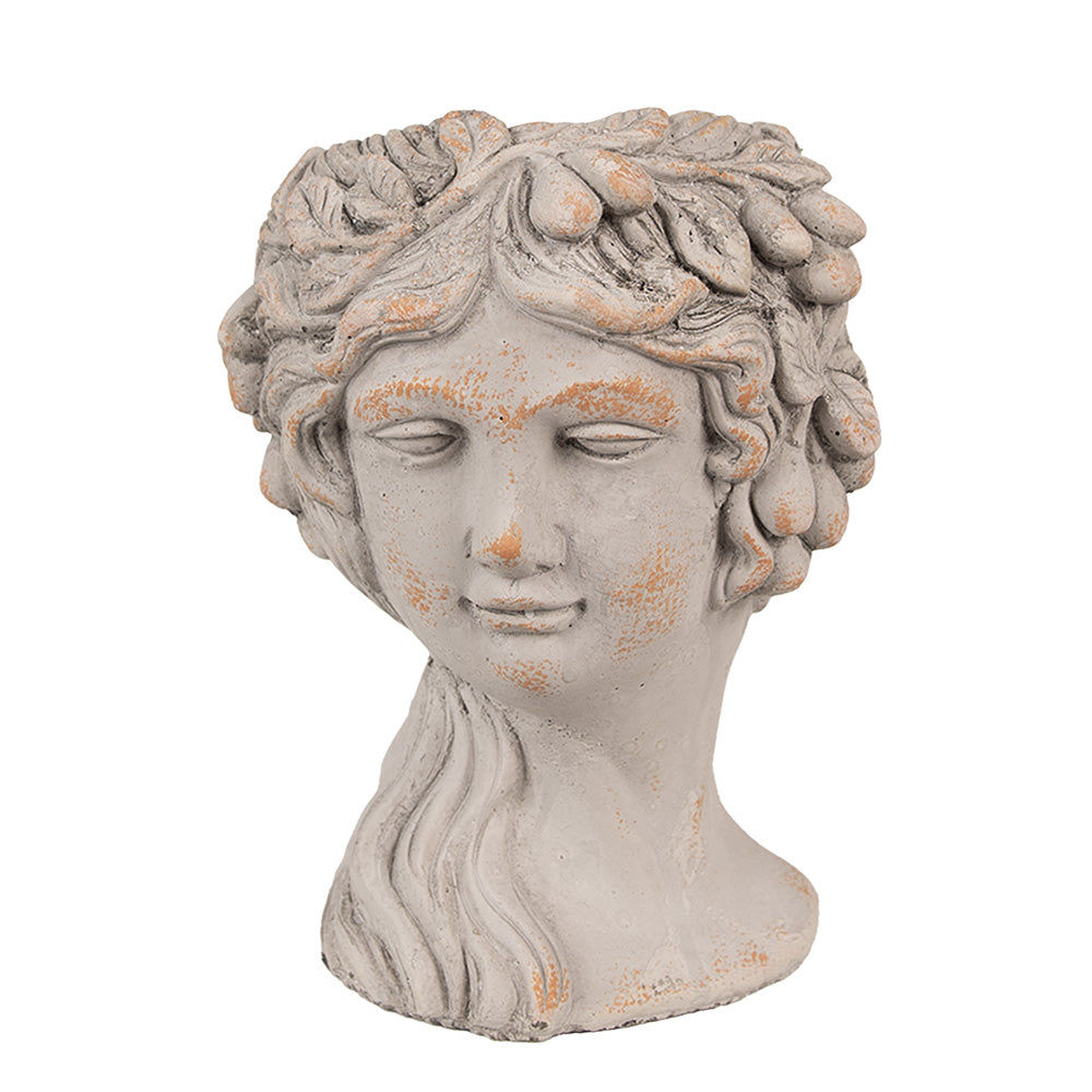 Pflanztopf Frauenbüste Steinguss 22x20x30 cm - Grau Shabby Chic Garten Deko