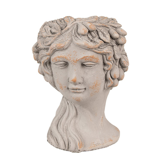 Pflanztopf Frauenbüste Steinguss 22x20x30 cm - Grau Shabby Chic Garten Deko