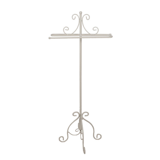 Handtuchständer Weiß Metall - Freistehender Handtuchhalter Landhausstil für 2 Handtücher