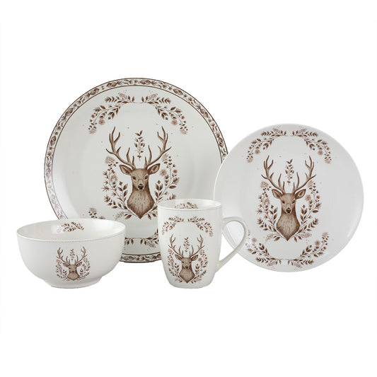 Porzellan Geschirr Set Hirsch Weihnachten - Teller, Tassen & Schalen