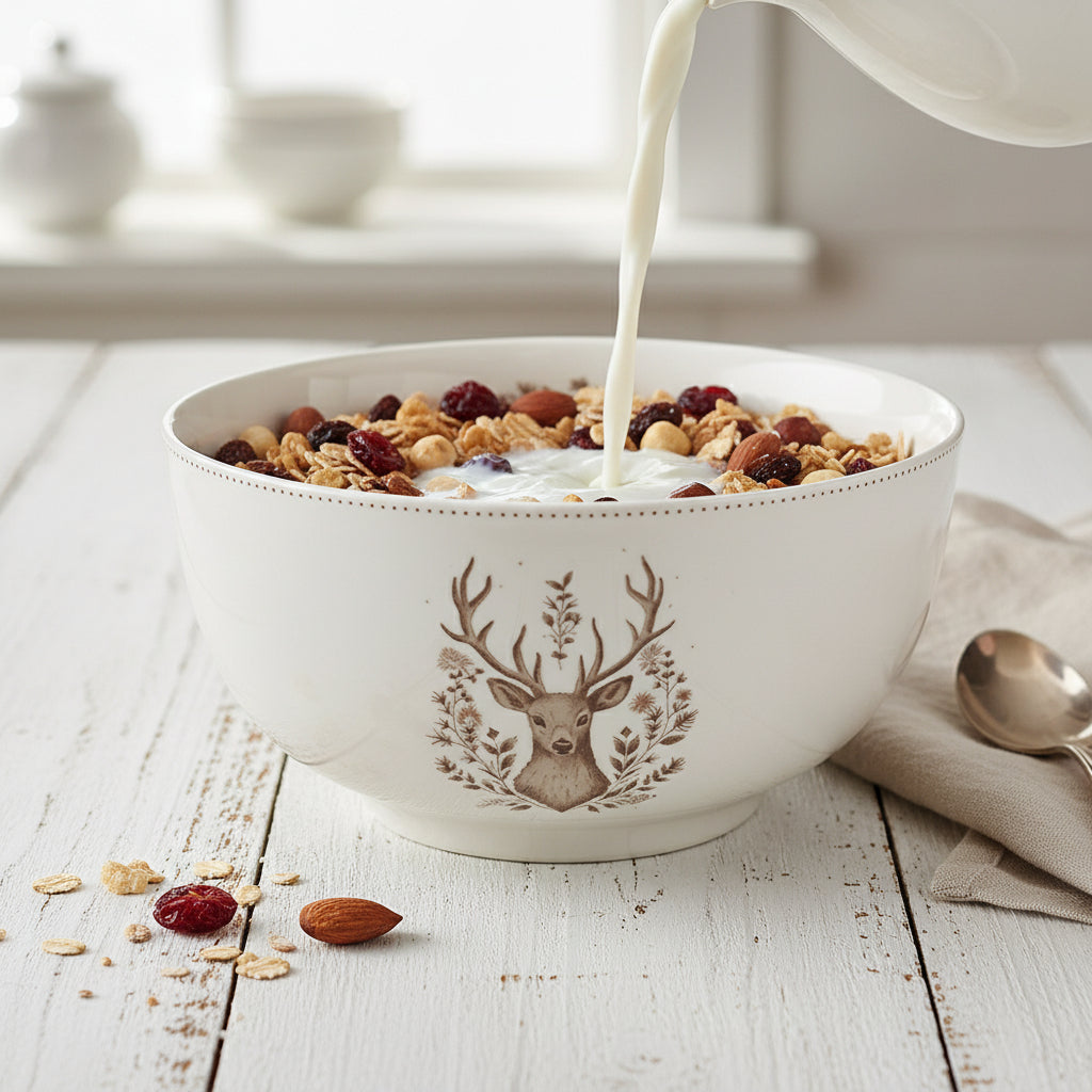 Porzellan Geschirr Set Hirsch Weihnachten - Teller, Tassen & Schalen