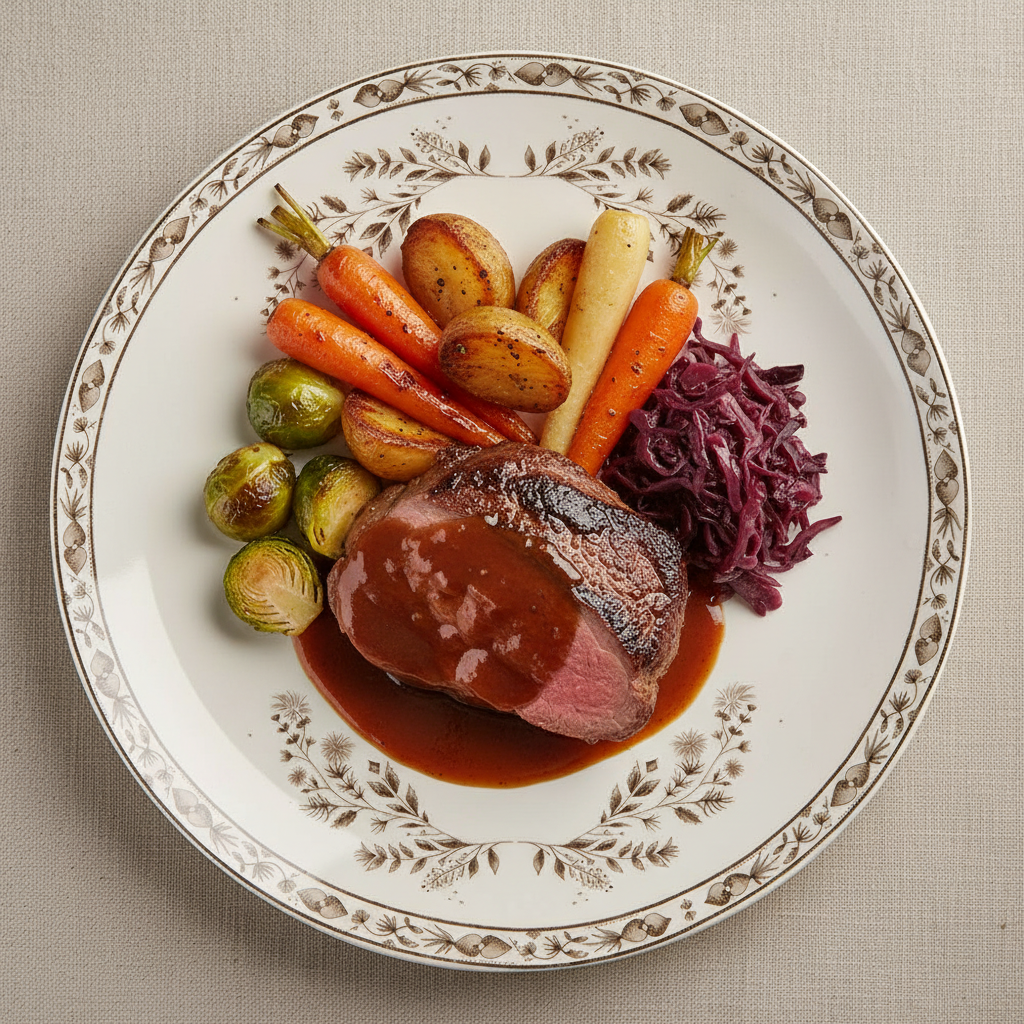 Porzellan Geschirr Set Hirsch Weihnachten - Teller, Tassen & Schalen