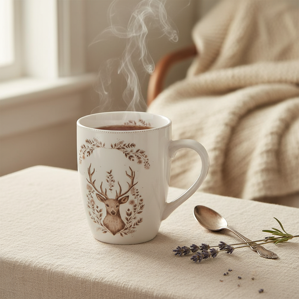 Porzellan Geschirr Set Hirsch Weihnachten - Teller, Tassen & Schalen