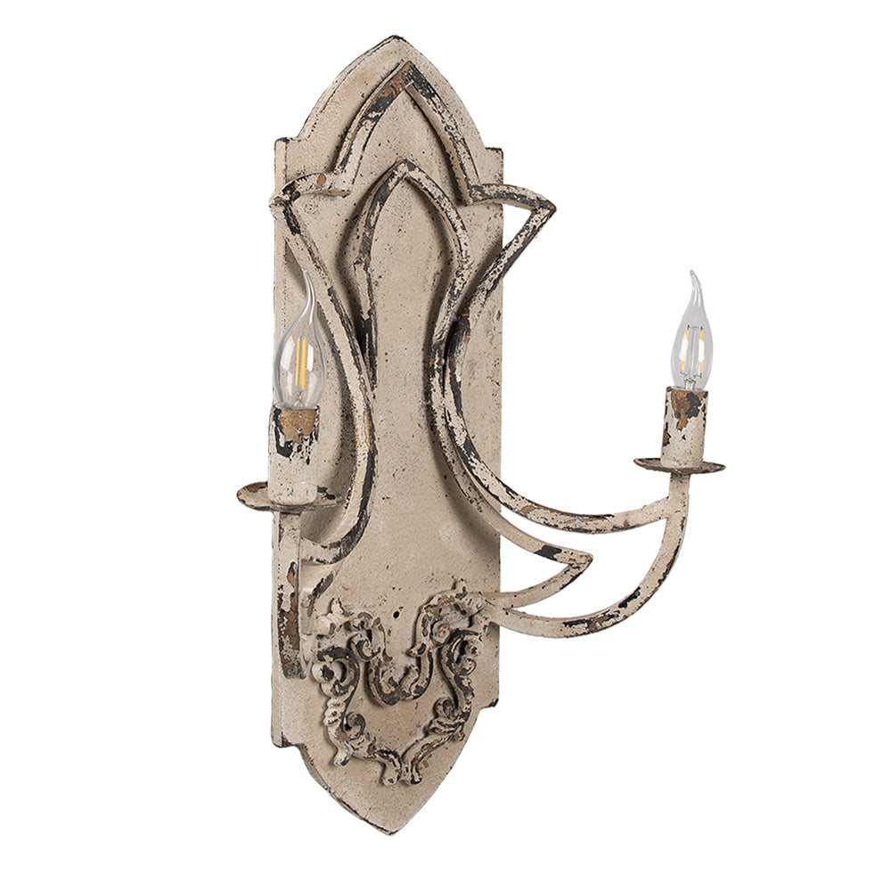 Wandleuchte Metall Shabby Chic Beige Gold 2-flammig - Clayre & Eef