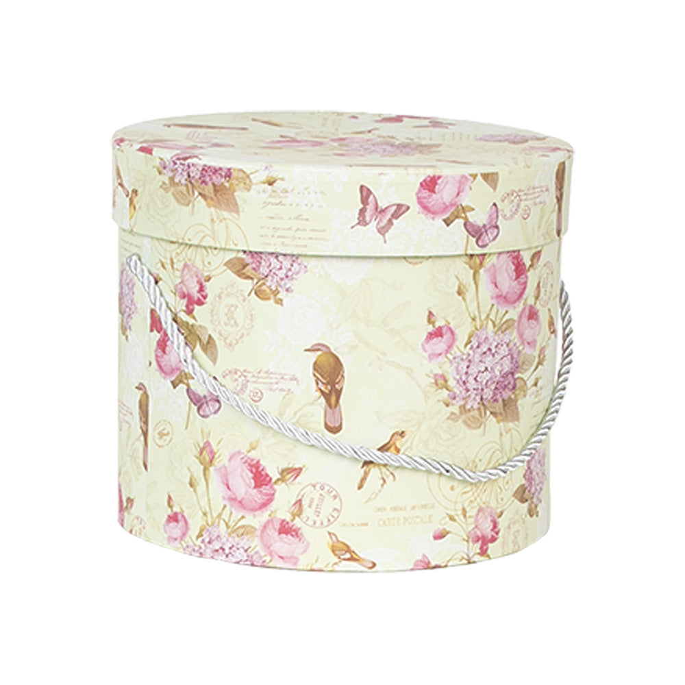 Aufbewahrungsbox Blumen grün rosa 3er Set - Landhausstil Geschenkbox Pappe