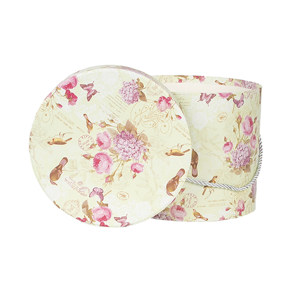 Aufbewahrungsbox Blumen grün rosa 3er Set - Landhausstil Geschenkbox Pappe