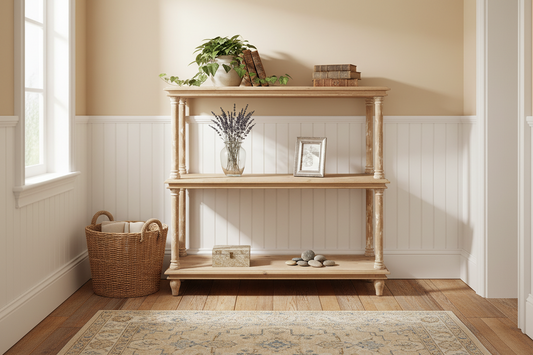 Bücherregal Holz 110x40x113 cm - Shabby Chic Fächerregal Landhausstil