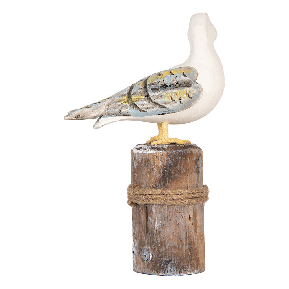 Möwen aus Holz 2er Set - Maritime Deko Figuren Blau-Weiß auf Polder