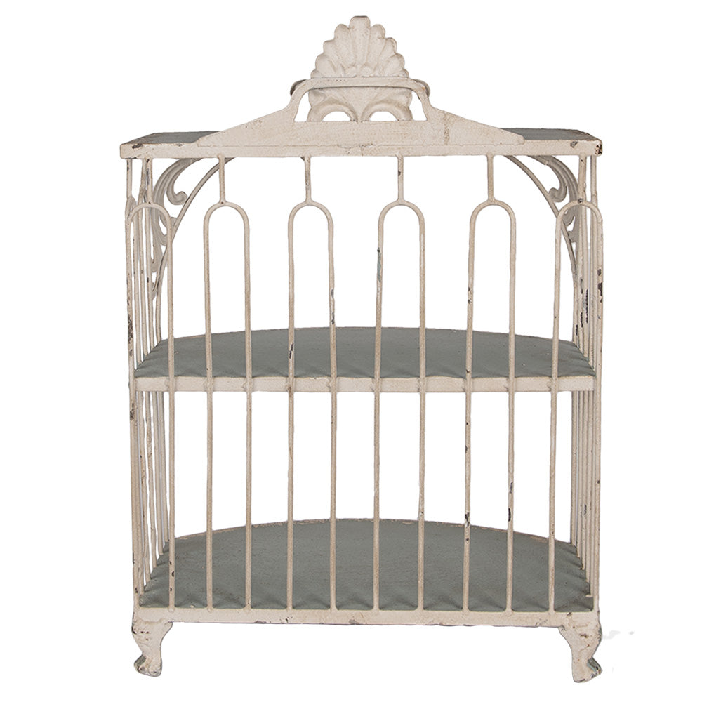 Shabby Chic Metallregal Grün-Beige 38x23x55cm - Vintage Wandregal Landhaus