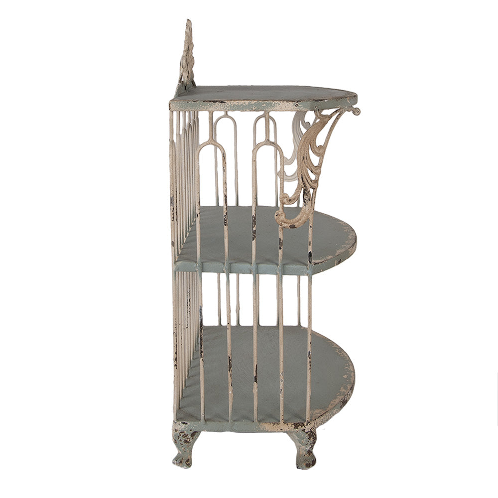 Shabby Chic Metallregal Grün-Beige 38x23x55cm - Vintage Wandregal Landhaus