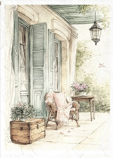 Reispapier Decoupage Cottage Romantische Fenster - Landhausstil Möbel Makeover