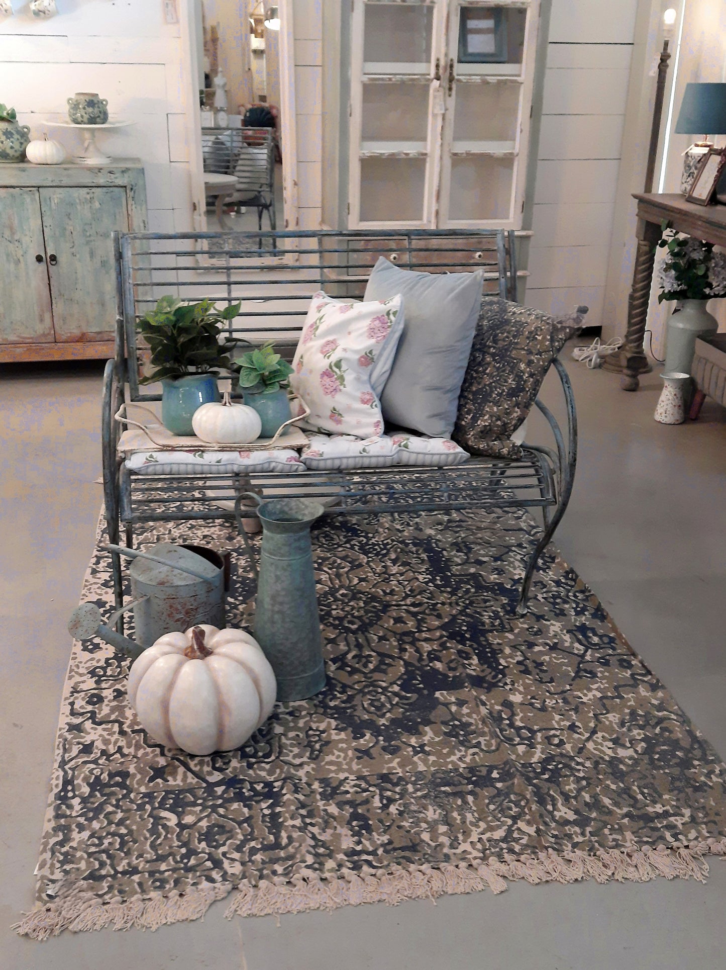 Kissenbezug Hortensien 40x40 cm - 100% Baumwolle Blau Rosa - Landhausstil