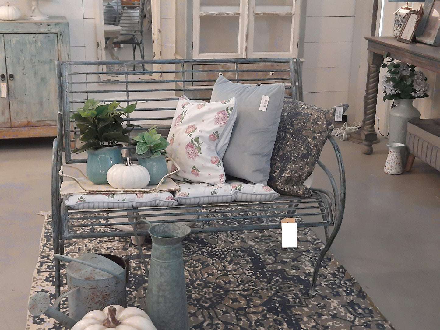 Kissenbezug Hortensien 40x40 cm - 100% Baumwolle Blau Rosa - Landhausstil