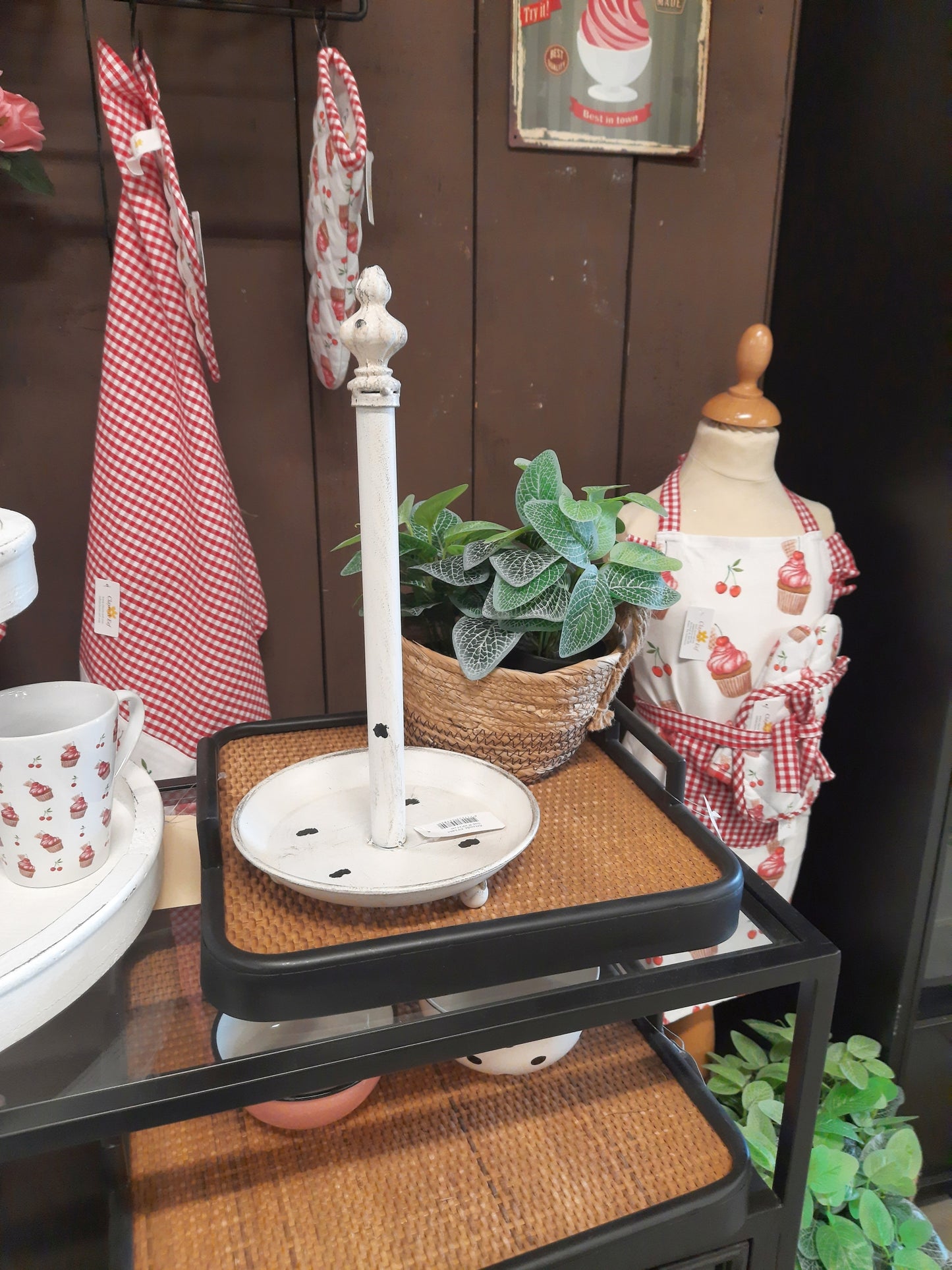 Küchenrollenhalter Eisen Weiß Shabby Chic - Vintage Zewahalter Landhaus